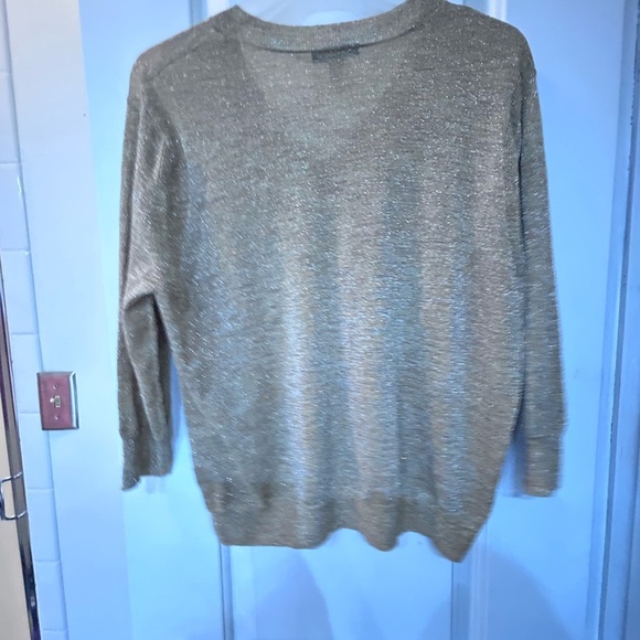J. Crew gold Shimmer sparkling V Neck Sweater S 53 - Picture 4 of 6